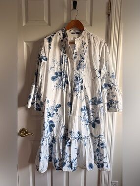 ERDEM Blue Floral Cotton Tunic Dress - Women's